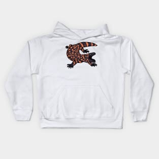 Hungry gila monster lizard cartoon illustration Kids Hoodie